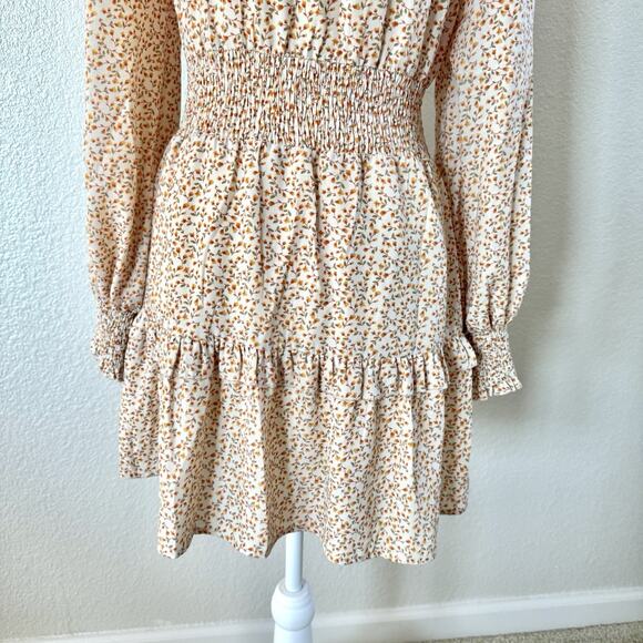 Lumiere URBAN OUTFITTERS Size Small Yellow Floral Spring Summer Mini Dress - Picture 9 of 14